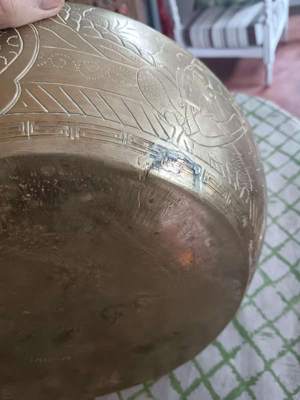 Large Brass Etched Bowl