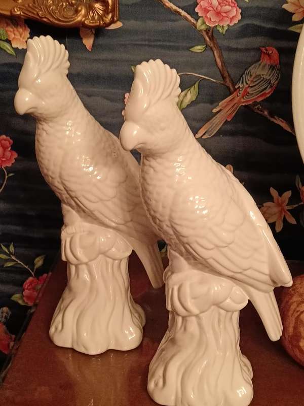 Pair of Ceramic Parrots