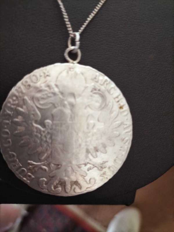 Vintage Maria Theresa Thaler Coin with chain