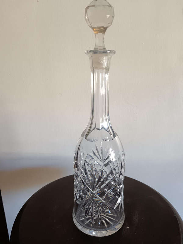 Cut Crystal Decanter with Faceted Stopper