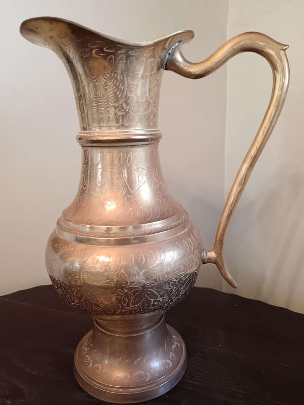 Indian  Large Chased Brass Pitcher