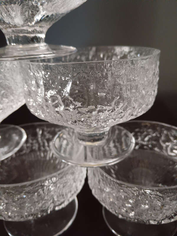 WHITEFRIARS SET OF 6 sundae Glasses in Glacier Pattern C1969