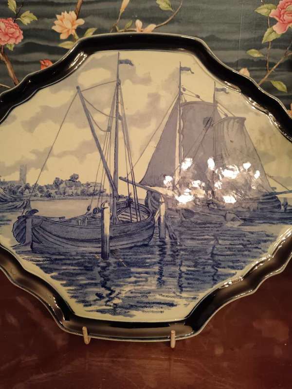 Delft wall plaque with Sail Boats