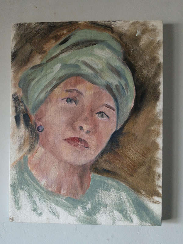 Portray of Woman wita Turban by Barbara Bamber Painting