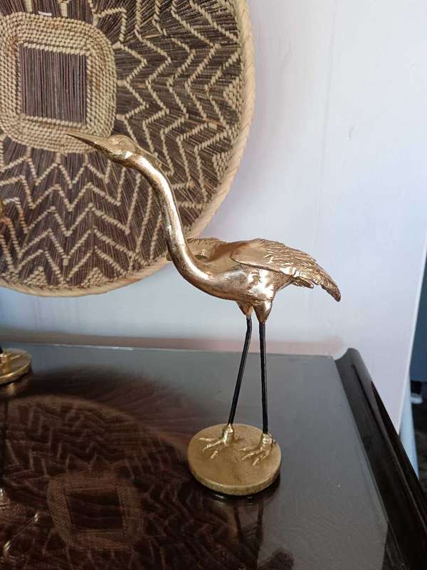 Pair of Golden Heron Bird Figurines