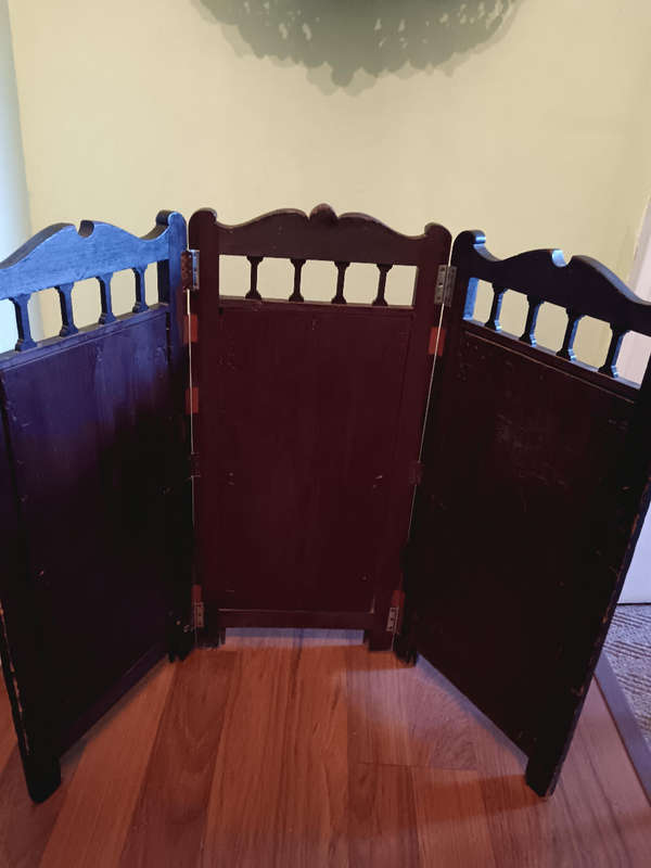 Antique Padouk Folding Fire Screen C 1900's