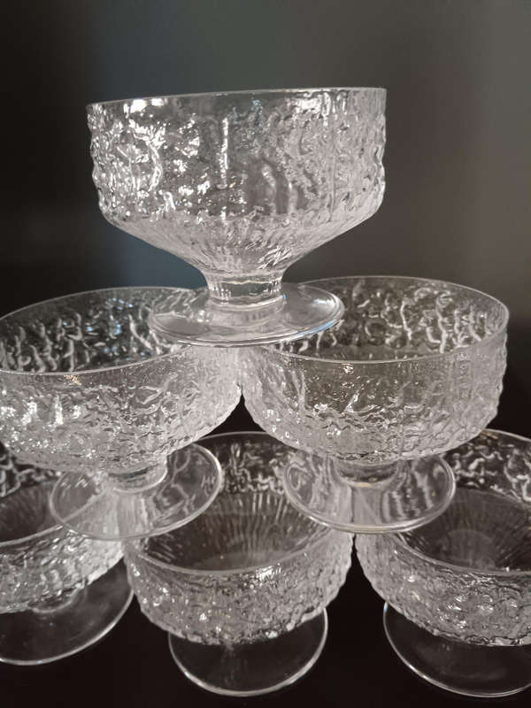 WHITEFRIARS SET OF 6 sundae Glasses in Glacier Pattern C1969