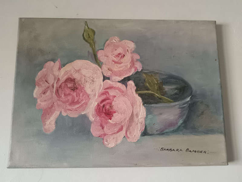 Rose Painting Canvas sign Barbra Bamber