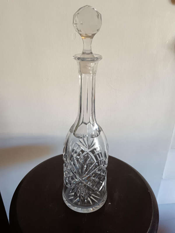 Cut Crystal Decanter with Faceted Stopper
