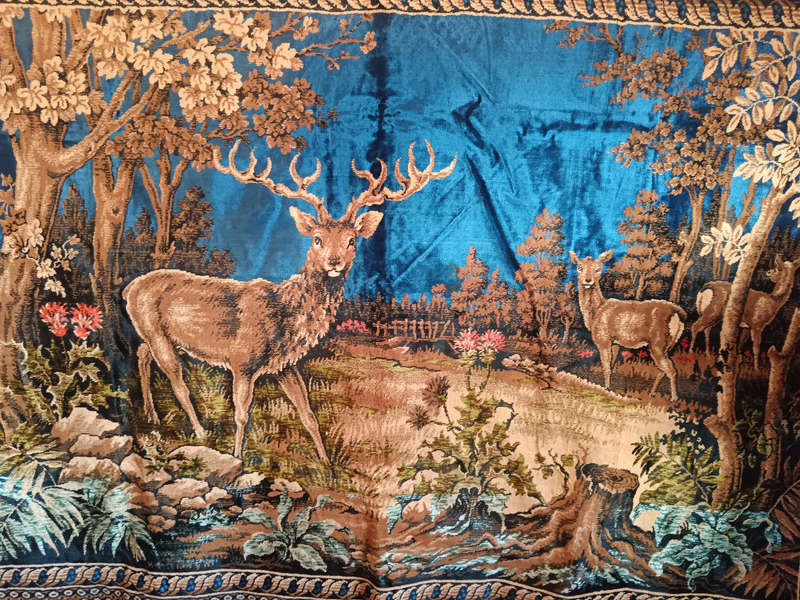 Vintage Silk Carpet Blend Wall Hanging of Deer