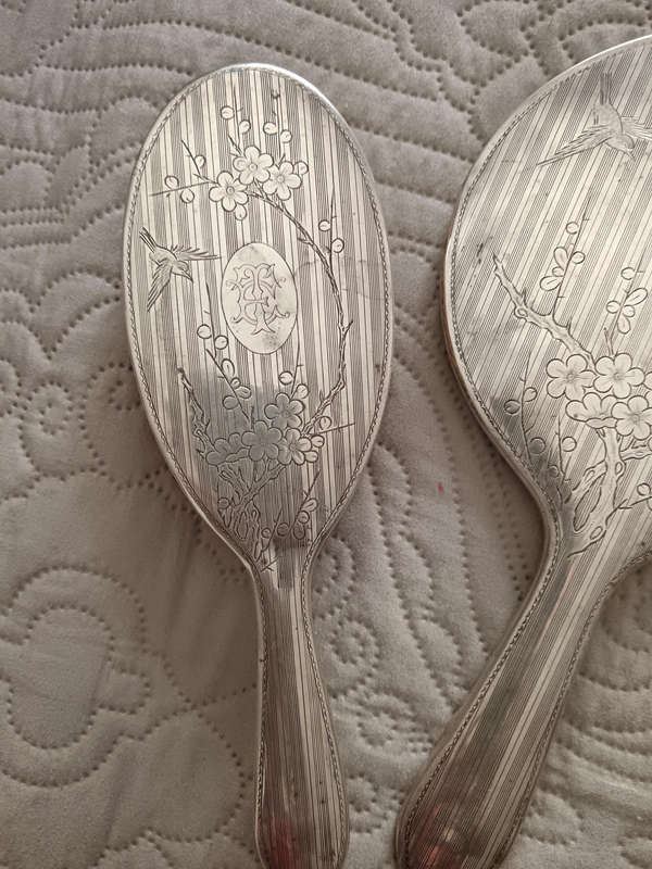 Japanese Silver Hallmarked Dressing Table Set