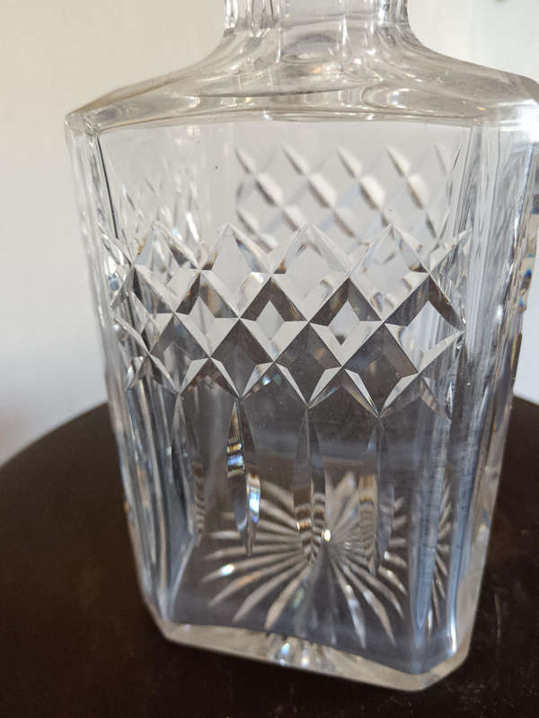 Vintage Cut Glass Crystal Square Decanter