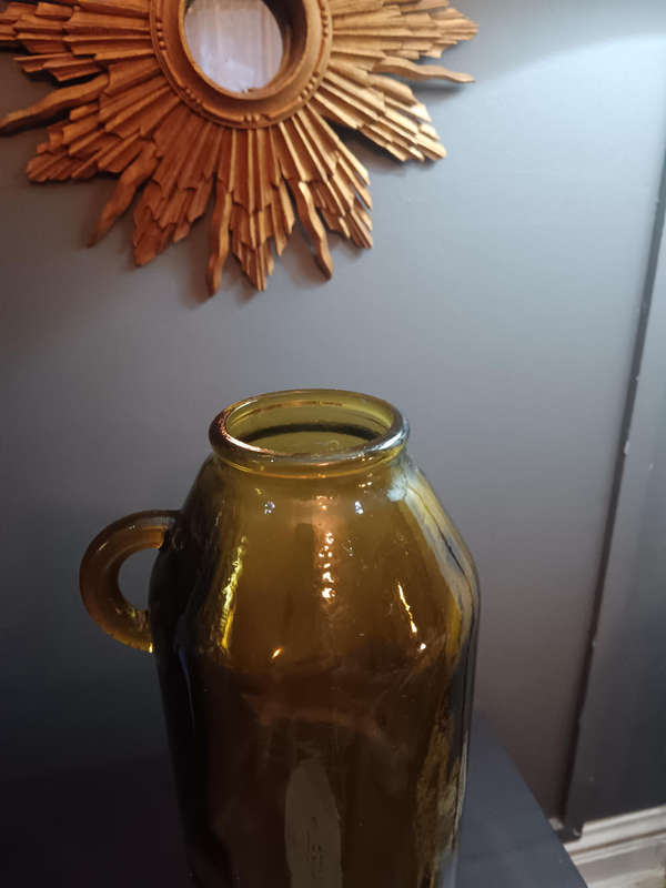 Gold Glass Cylinder Vase with Side Handle