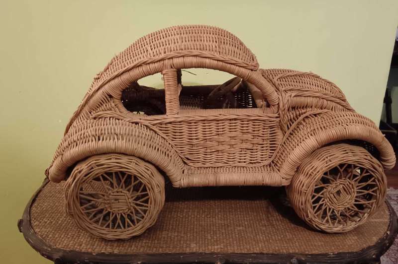 Mid Century  Woven Cane VW Beetle