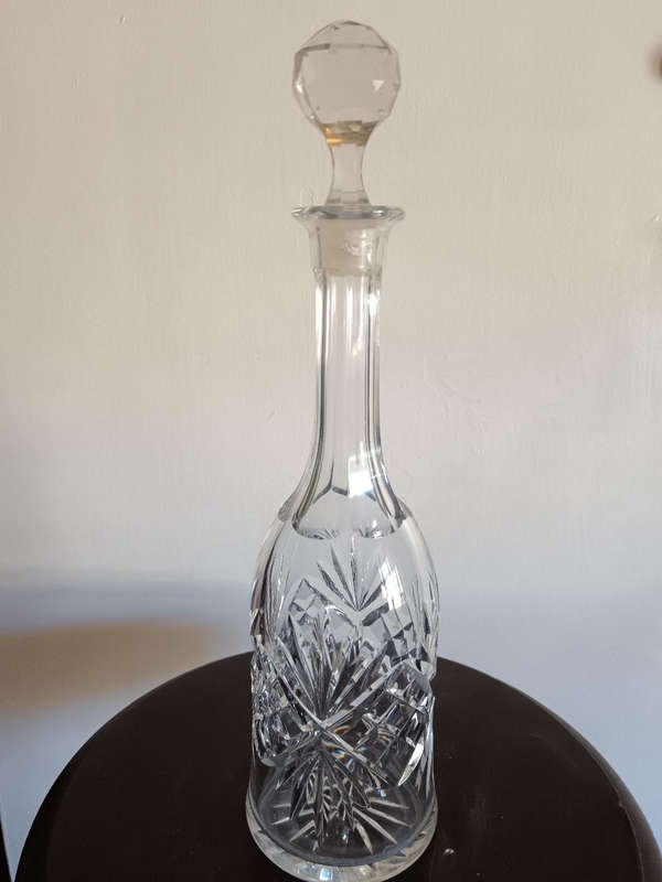 Cut Crystal Decanter with Faceted Stopper