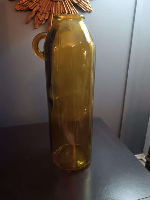 Gold Glass Cylinder Vase with Side Handle