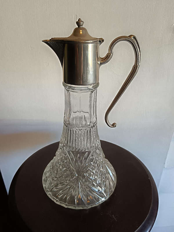 Silver Plate Cut Glass Claret Jug