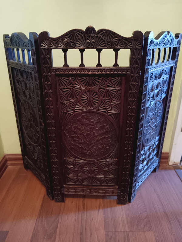Antique Padouk Folding Fire Screen C 1900's