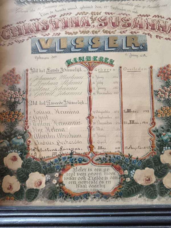 Framed Antique Family Tree Viviers & Le Roux