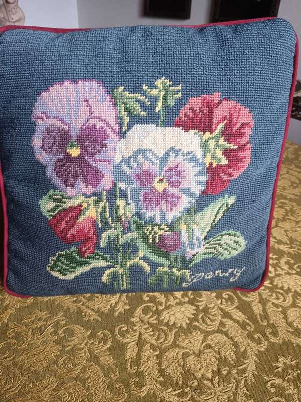 Pansy Flower Tapestry Cushion
