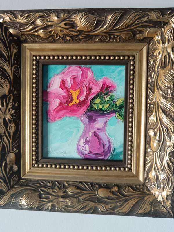 Framed still Life painting by D Becke