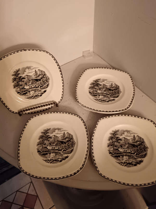 Socite Ceramhque Maastricht Made in Holland Pastry Plates x5 Landscape Pattern