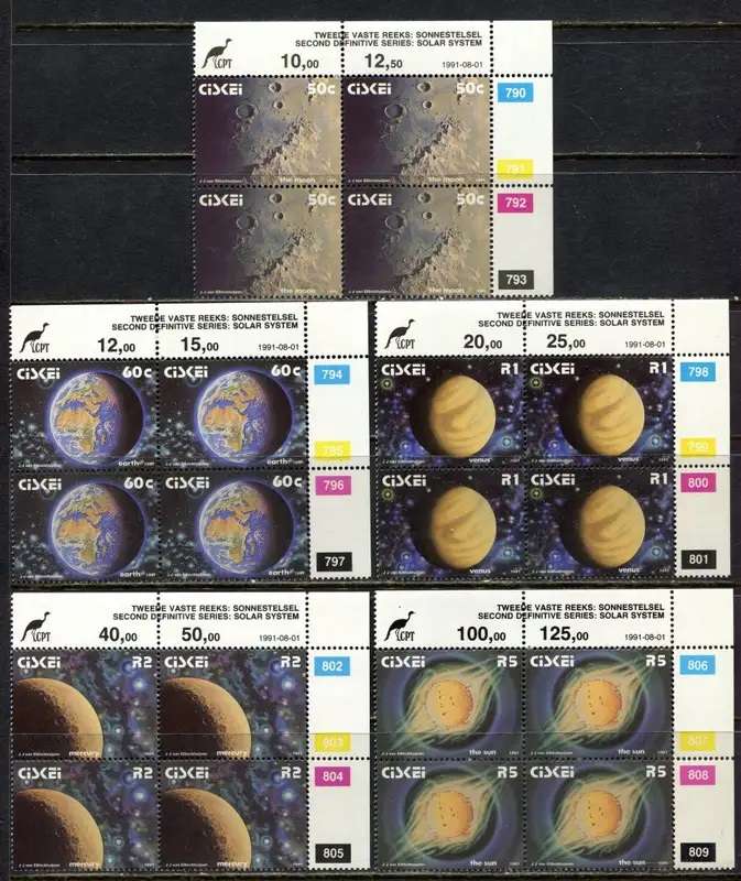 Ciskei - Set of 15 SOLAR SYSTEM Original Printing Control Blocks 1c-R5 - 1991 - MNH-SCARCE