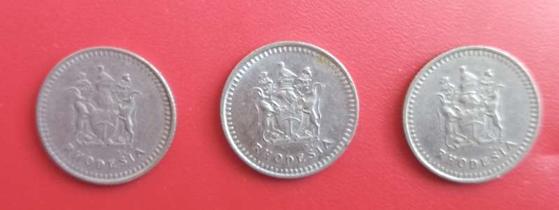 RHODESIA  5 CENTS X3