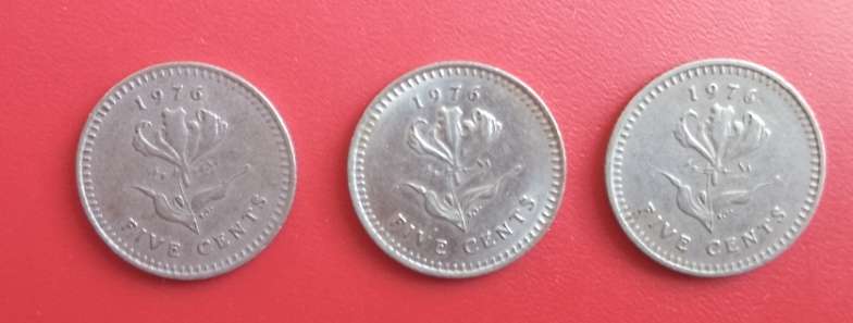 RHODESIA  5 CENTS X3