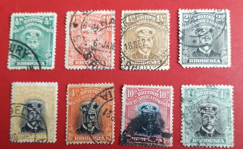 BRITISH SOUTH AFRICAN COMPANY X8 STAMPS USED -SEE SCANS