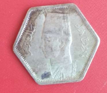 EGYPT 2 PIASTRES-KING FAROUK-1944- 50% SILVER COIN