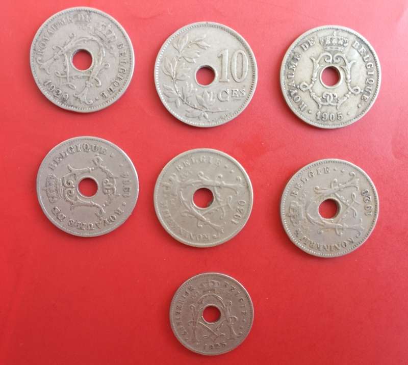 royaume de belgique (kingdom of belgium) x7 coins 1904-1930