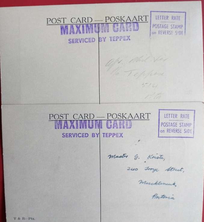 SCARCE MAXIMUM CARDS PRESIDENTS KRUGER&PRETORIUS 1955