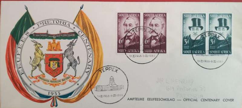 UNION FDC PRETORIA 100 YEARS OLD 1960