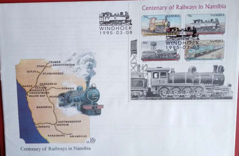 NAMBIA 100 YEARS RAILWAYS s5 1995 LARGE FDC