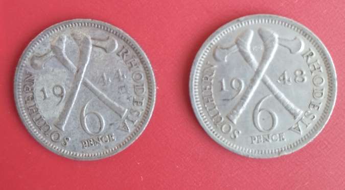 SOUTHERN RHODESIA x2 -6 pence 1948/54