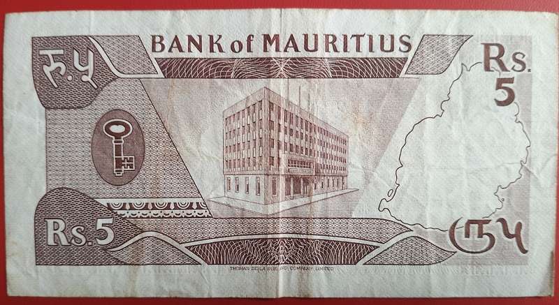 BANK OF MAURITIUS 5 RUPEES