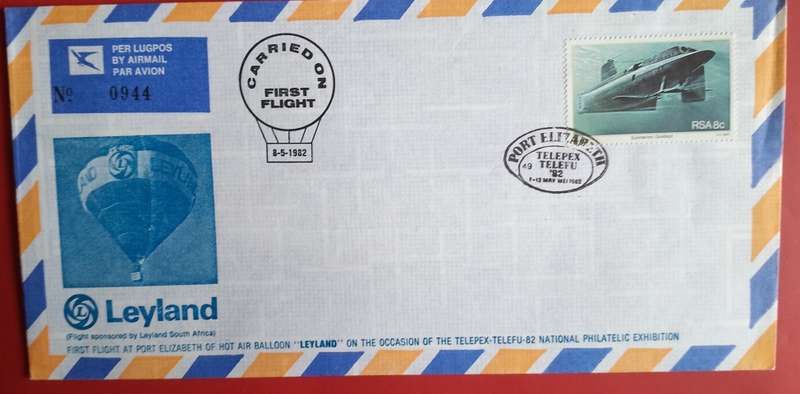 AVIATION 1982 1ST FLIGHT COM COVER AT PE OF BALLOON LEYLAND DURING TELEPEX PHILEX