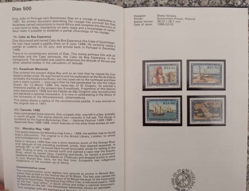 COLLECTORS ITEM ISSUED BY POST OFFICE AS A GIFT RSA STAMPS 1988-92 MNH WITH WRITE UP ON ALL-SCARCE