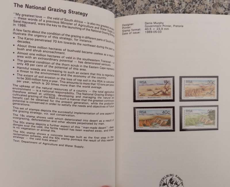 COLLECTORS ITEM ISSUED BY POST OFFICE AS A GIFT RSA STAMPS 1988-92 MNH WITH WRITE UP ON ALL-SCARCE