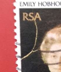 EMILY HOBHOUSE 4C USED STAMP  1976 WITH VARIETY GOLD LINE THRU RSA