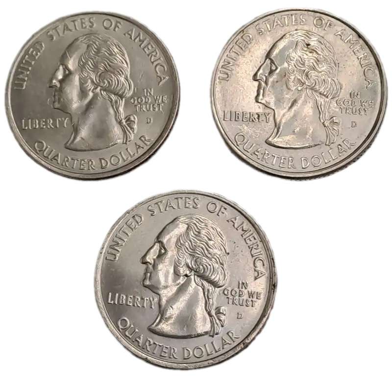 USA QUARTER DOLLARS X3 -MONTANA.WASHINGTON.WYOMING ALL 2007