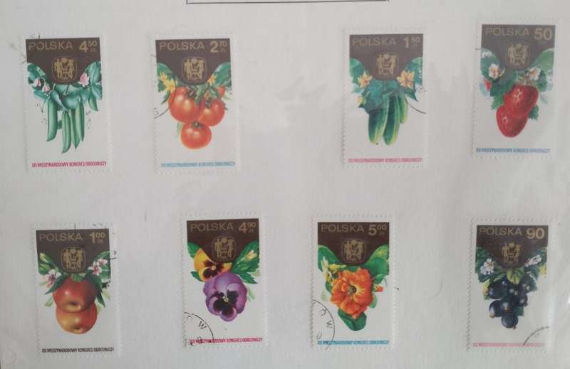 poland x10 stamps used of flowers