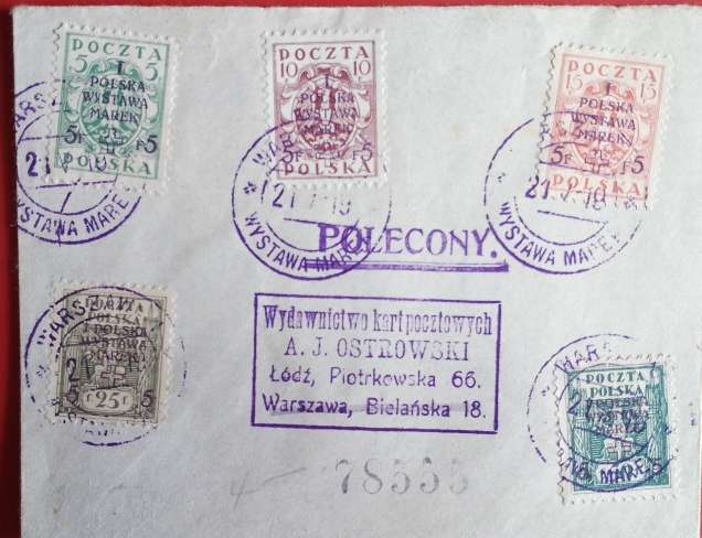 1921 1st National Stamp Exhibition - North Poland Issues Overprinted COVER