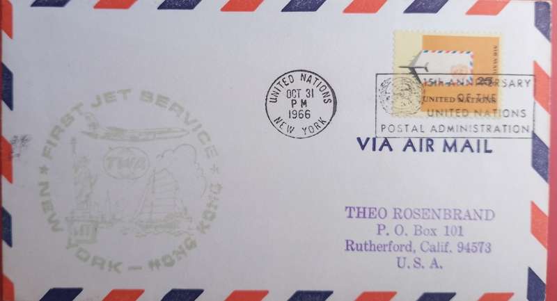 TWA FIRST JET FLIGHT NEW YORK-HONG KONG 1966