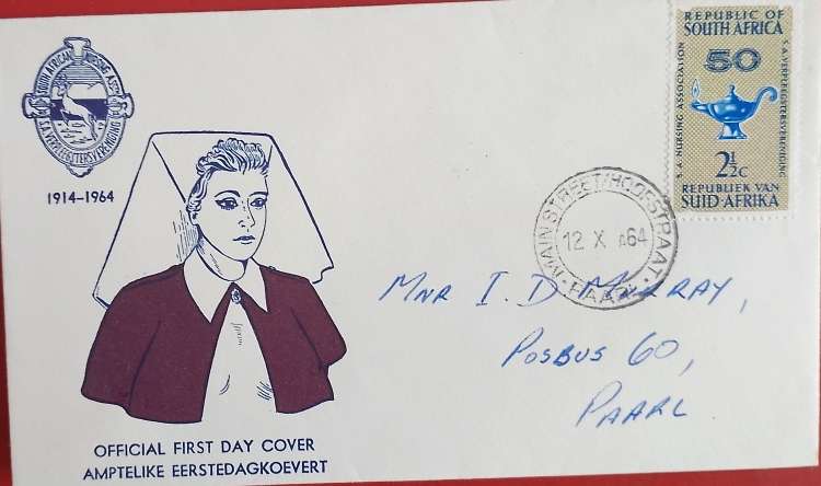 RSA COVER 1964 50 YEARS SA NURSING FDC