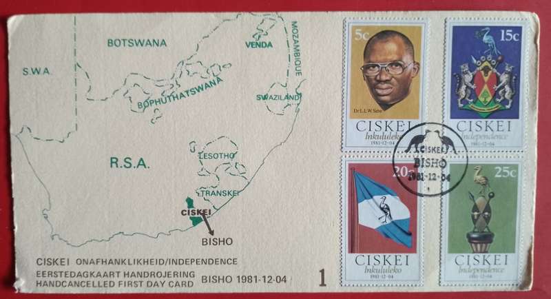 CISKEI INDEPENDCE FIRST DAY CARD #1