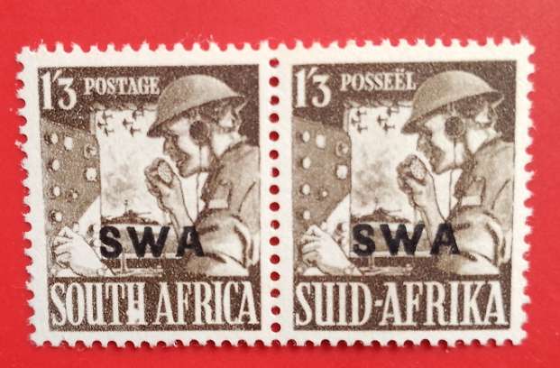 SWA War effort 1943 1s mint with variety broken h of south africa