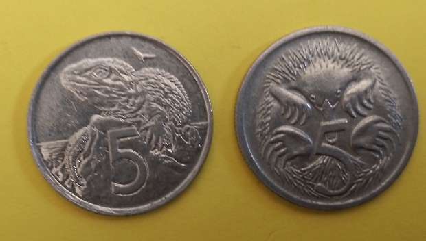 AUSTRALIA AND NEW ZEALAND 5 cent  COINS -SEE SCANS