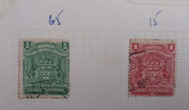 BRITISH RHODESIA SOUTH AFRICA COMPANY 1898-1908 1/2d and 1d USED